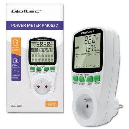 Qoltec Watomierz Licznik zużycia energii PM0627 z historią pomiaru| 3680W | 16A | LCD