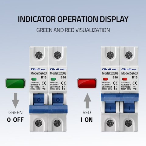 Qoltec Wyłącznik nadprądowy B16 | Bezpiecznik | AC | 16A | 1P