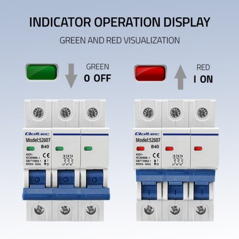 Qoltec Wyłącznik nadprądowy B40 | Bezpiecznik | AC | 40A | 3P