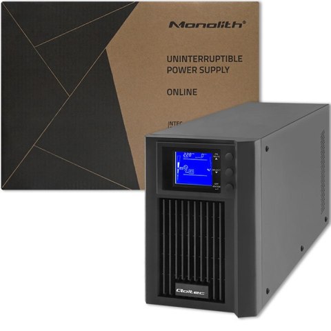 Qoltec Zasilacz awaryjny UPS On-line | Pure Sine Wave | 2kVA | 1.6kW | LCD | USB