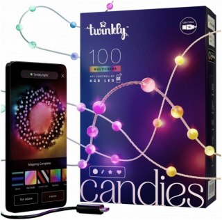 Twinkly Candies - 100 Lampki w kształcie pereł RGB LEDs, przezroczysty przewód, USB-C