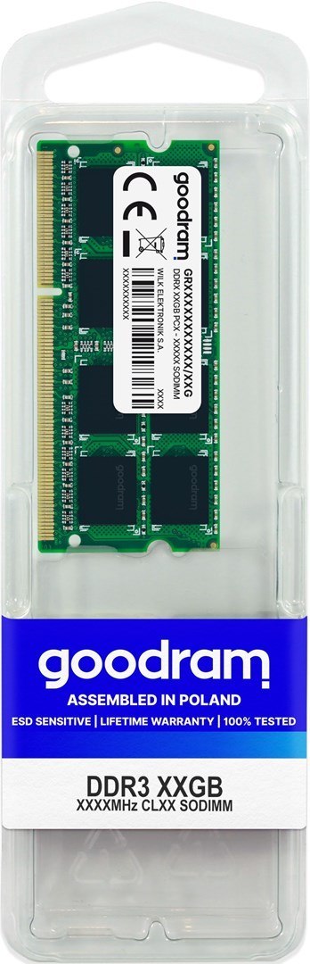 Pamięć GoodRam GR1600S3V64L11S/4G (DDR3 SO-DIMM; 1 x 4 GB; 1600 MHz; CL11)