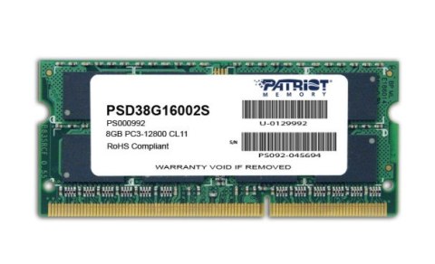 Pamięć Patriot Memory Signature PSD38G16002S (DDR3 SO-DIMM; 1 x 8 GB; 1600 MHz; CL11)