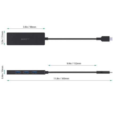 AUKEY CB-C64 HUB USB-C SLIM 4XUSB 3.1 5GBPS OTB