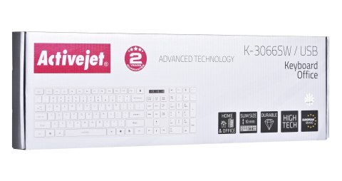 Activejet K-3066SW Klawiatura przewodowa USB, biała