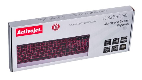 Activejet K-3255 Klawiatura przewodowa USB czarna