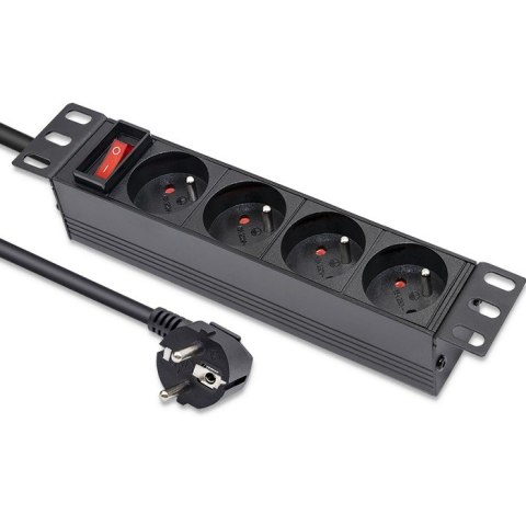 Qoltec Aluminiowa Listwa zasilająca PDU do RACK 10'' | 1U | 16A | 4xFRENCH | 1.8m