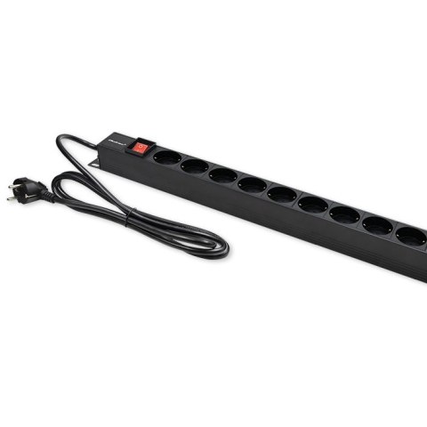 Qoltec Aluminiowa Listwa zasilająca PDU do RACK | 16A | 16 x SCHUKO| Pionowa | 1.8m