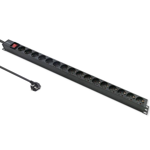 Qoltec Aluminiowa Listwa zasilająca PDU do RACK | 16A | 16 x SCHUKO| Pionowa | 1.8m