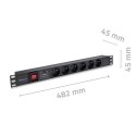 Qoltec Aluminiowa Listwa zasilająca PDU do RACK 19'' | 1U | 16A | 6xFRENCH | 1.8m