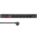 Qoltec Aluminiowa Listwa zasilająca PDU do RACK 19'' | 1U | 16A | 6xFRENCH | 1.8m