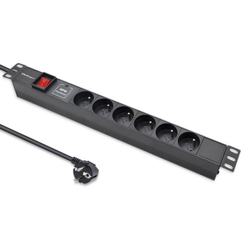 Qoltec Aluminiowa Listwa zasilająca PDU do RACK 19'' | 1U | 16A | 6xFRENCH | 1.8m