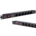 Qoltec Aluminiowa Listwa zasilająca PDU do RACK 19'' | 1U | 16A | 6xSCHUKO | 1.8m