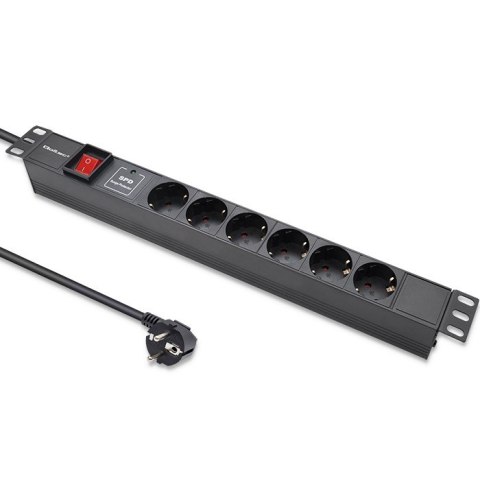 Qoltec Aluminiowa Listwa zasilająca PDU do RACK 19'' | 1U | 16A | 6xSCHUKO | 1.8m