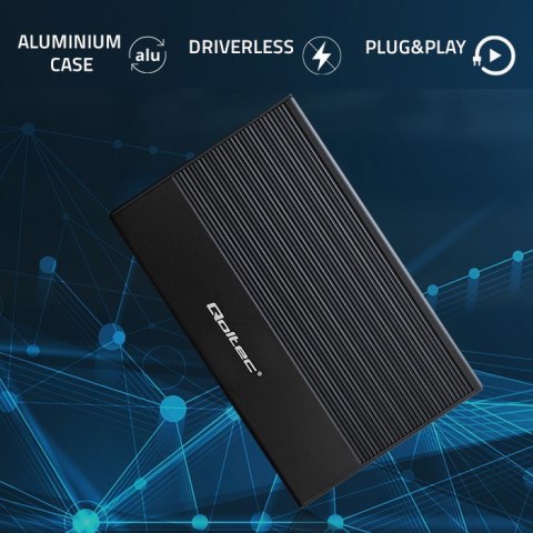 Qoltec Aluminiowa Obudowa | Kieszeń na dysk SSD HDD 2.5" | SATA | USB 3.0 | Super speed 5Gb/s | 2TB | Czarny