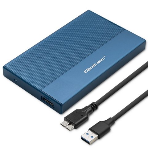 Qoltec Aluminiowa Obudowa | Kieszeń na dysk SSD HDD 2.5" | SATA | USB 3.0 | Super speed 5Gb/s | 2TB | Niebieski