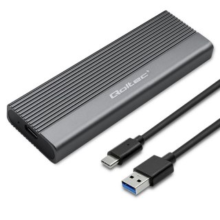 Qoltec Aluminiowa Obudowa | Kieszeń na dysk SSD M.2 | SATA | NGFF | USB-C | Super speed | 2TB | Szary