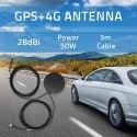 Qoltec Antena GPS + 4G, GLONASS dookólna | 28dBi | 50W | 2 x SMA męski | Zewnętrzna