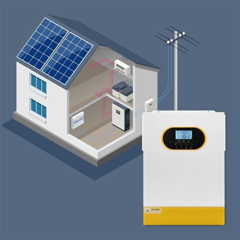 Qoltec Hybrydowy inwerter solarny Off-Grid 5.5kVA| 5.5kW | 100A | MPPT | LCD | BMS | Sinus