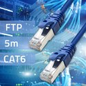 Qoltec Kabel Patchcord FTP | CAT6 | 2 x RJ-45 | 5m | High speed | Gold | Ekranowany