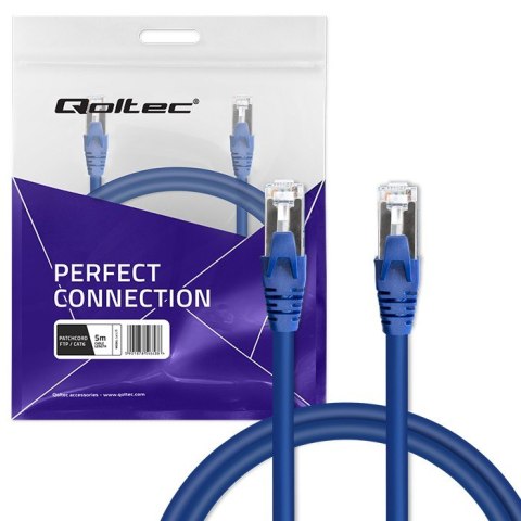 Qoltec Kabel Patchcord FTP | CAT6 | 2 x RJ-45 | 5m | High speed | Gold | Ekranowany