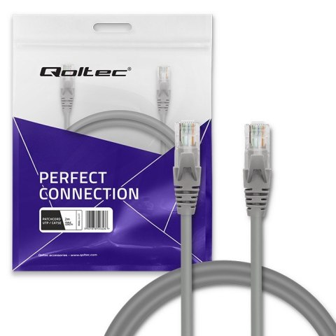 Qoltec Kabel Patchcord UTP | CAT5e | 2 x RJ-45 | 2m | High speed | Gold