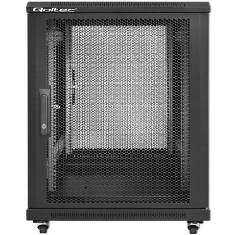 Qoltec Szafa RACK 19" | 15U | 600 x 855 x 600 | Perforowane drzwi | Stojąca | Nóżki + Kółka | Stalowa obudowa | Zamek