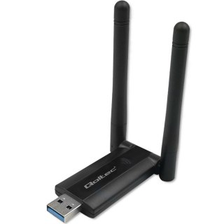 Qoltec Szybki bezprzewodowy Adapter USB DUAL Wi-Fi 2 x 2dBi | Standard AC | USB 3.0 | 1200Mbps