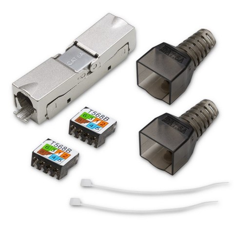 Qoltec Wtyk RJ45 beznarzędziowy STP | CAT6A | JACK PIN | T568B | T568A