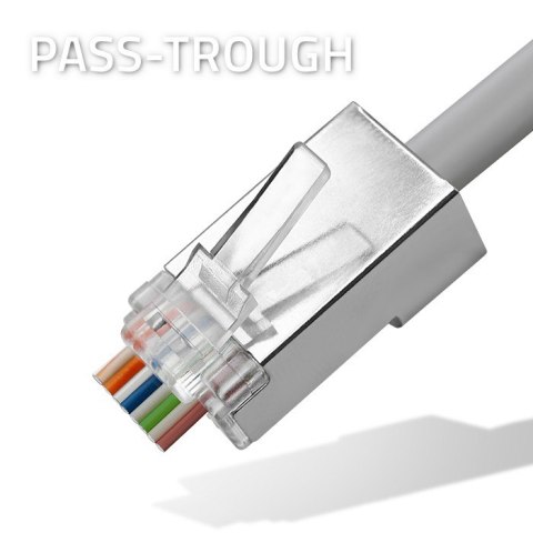 Qoltec Wtyk przelotowy złącze RJ45 | CAT5e | FTP | Pass Through | Pozłacane styki | 100 sztuk