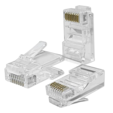 Qoltec Wtyk przelotowy złącze RJ45 | CAT5e | UTP | Pass Through | Pozłacane styki | 10 sztuk