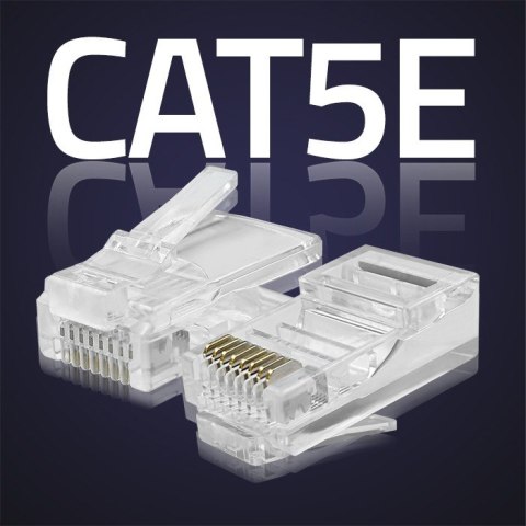 Qoltec Wtyk przelotowy złącze RJ45 | CAT5e | UTP | Pass Through | Pozłacane styki | 100 sztuk