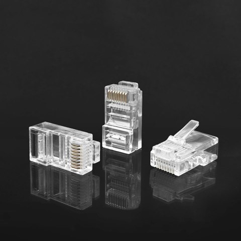 Qoltec Wtyk przelotowy złącze RJ45 | CAT5e | UTP | Pass Through | Pozłacane styki | 100 sztuk