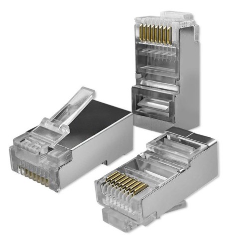 Qoltec Wtyk przelotowy złącze RJ45 | CAT6 | FTP | Pass Through | Pozłacane styki | 10 sztuk