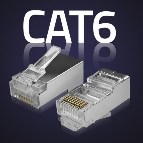 Qoltec Wtyk przelotowy złącze RJ45 | CAT6 | FTP | Pass Through | Pozłacane styki | 10 sztuk