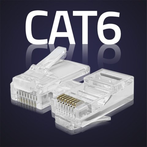 Qoltec Wtyk przelotowy złącze RJ45 | CAT6 | UTP | Pass Through | Pozłacane styki | 10 sztuk