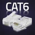 Qoltec Wtyk przelotowy złącze RJ45 | CAT6 | UTP | Pass Through | Pozłacane styki | 100 sztuk