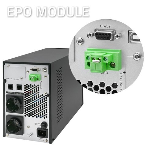 Qoltec Zasilacz awaryjny UPS | 1kVA | 1000W | Power Factor 1.0 | LCD | EPO | USB | On-line