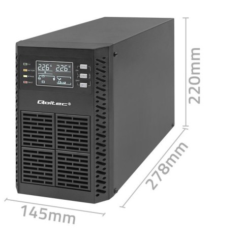 Qoltec Zasilacz awaryjny UPS | 1kVA | 1000W | Power Factor 1.0 | LCD | EPO | USB | On-line