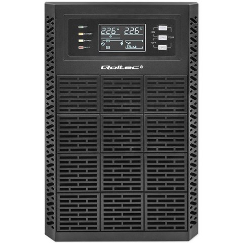 Qoltec Zasilacz awaryjny UPS | 3kVA | 3000W | Power Factor 1.0 | LCD | EPO | USB | On-line