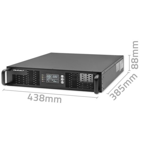 Qoltec Zasilacz awaryjny UPS do RACK | 1kVA | 1000W | Power Factor 1.0 | LCD | EPO | USB | On-line