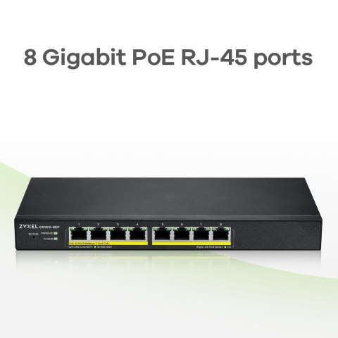 Switch Zyxel GS1915-8EP 8p PoE (PoE+: 8;) 60W Managed Gigabit