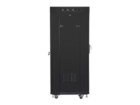 LANBERG SZAFA STOJĄCA RACK 19" 27U 600X600 DRZWI SZKLANE LCD CZARNA FF01-6627-12BL (FLAT PACK)