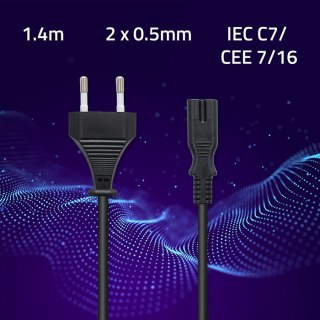 Qoltec Kabel zasilający | 2pin | IEC C7 / CEE 7/26 | 1.4m