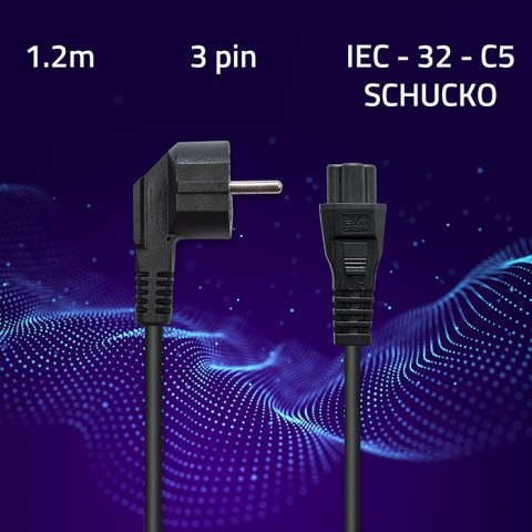 Qoltec Kabel zasilający koniczynka | 3pin | S03/ST1 | 1.2m