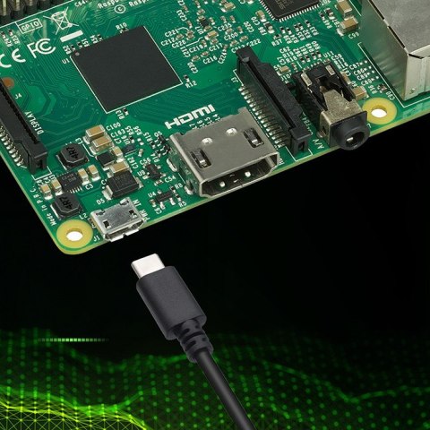 Qoltec Ładowarka Super FAST PD do Raspberry PI 4 | USB-C | 15W | 5V | 3A | Czarna