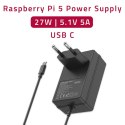 Qoltec Ładowarka Super FAST PD do Raspberry PI 5 | USB-C | 27W | 5.1V | 5A | Czarna