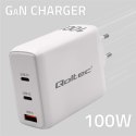 Qoltec Ładowarka sieciowa 100W GaN | 5-20V | 1.5-5A | 2 x USB-C PD | 1 x USB QC 3.0 | Biała