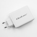 Qoltec Ładowarka sieciowa 100W GaN | 5-20V | 1.5-5A | 2 x USB-C PD | 1 x USB QC 3.0 | Biała