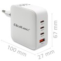 Qoltec Ładowarka sieciowa 140W GaN | 5-20V | 2.5-5A | 3 x USB-C PD | 1 x USB QC 3.0 | Biała